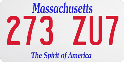 MA license plate 273ZU7