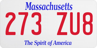 MA license plate 273ZU8