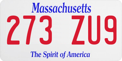 MA license plate 273ZU9