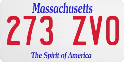 MA license plate 273ZV0