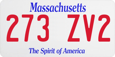 MA license plate 273ZV2