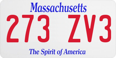 MA license plate 273ZV3