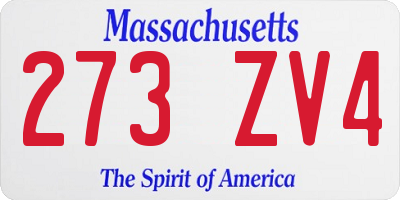 MA license plate 273ZV4