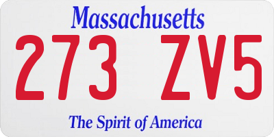 MA license plate 273ZV5