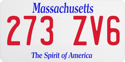 MA license plate 273ZV6