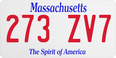 MA license plate 273ZV7