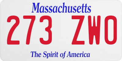MA license plate 273ZW0