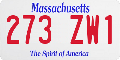 MA license plate 273ZW1
