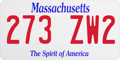 MA license plate 273ZW2
