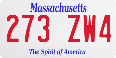 MA license plate 273ZW4