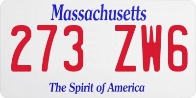 MA license plate 273ZW6