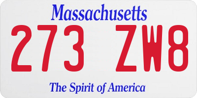 MA license plate 273ZW8