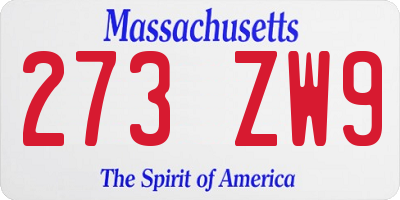 MA license plate 273ZW9