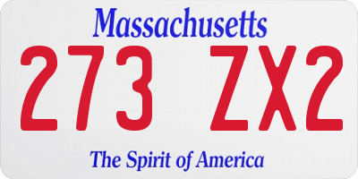 MA license plate 273ZX2