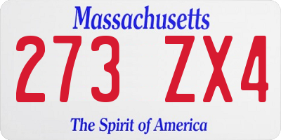 MA license plate 273ZX4