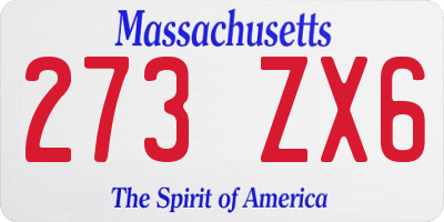 MA license plate 273ZX6