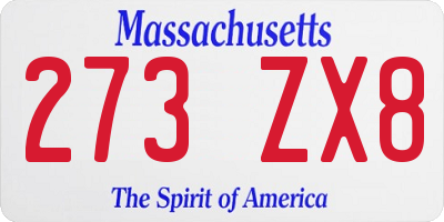 MA license plate 273ZX8