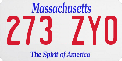 MA license plate 273ZY0