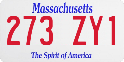 MA license plate 273ZY1