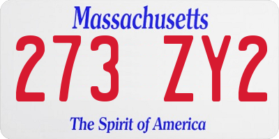MA license plate 273ZY2