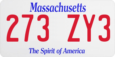 MA license plate 273ZY3