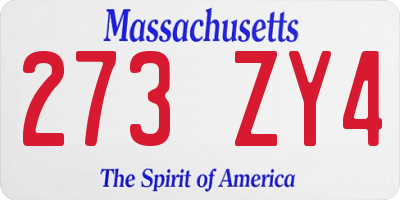 MA license plate 273ZY4
