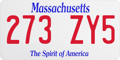 MA license plate 273ZY5