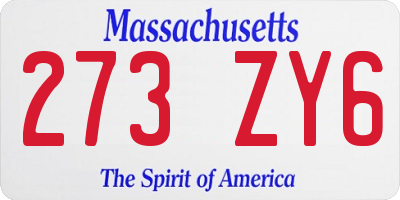 MA license plate 273ZY6