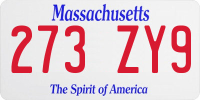 MA license plate 273ZY9