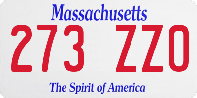 MA license plate 273ZZ0