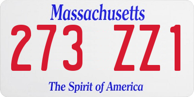 MA license plate 273ZZ1