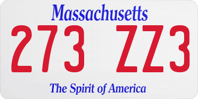MA license plate 273ZZ3