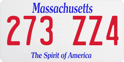 MA license plate 273ZZ4