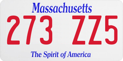 MA license plate 273ZZ5