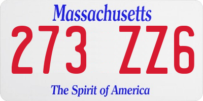 MA license plate 273ZZ6