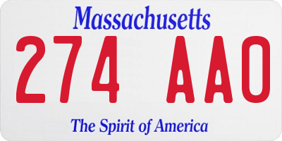 MA license plate 274AA0