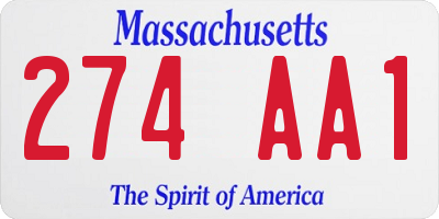 MA license plate 274AA1