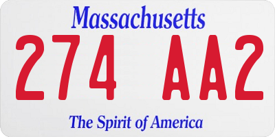 MA license plate 274AA2