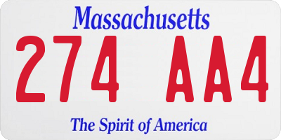 MA license plate 274AA4