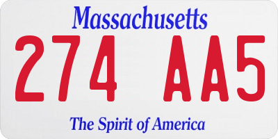 MA license plate 274AA5