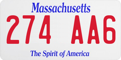 MA license plate 274AA6