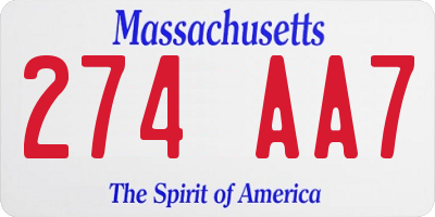 MA license plate 274AA7