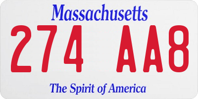 MA license plate 274AA8