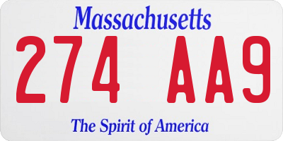 MA license plate 274AA9