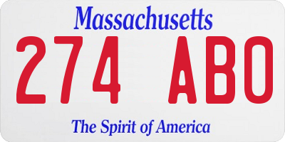 MA license plate 274AB0