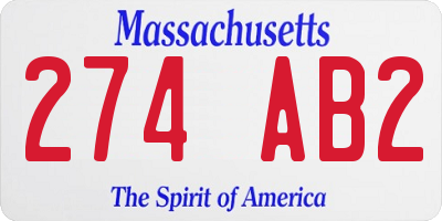 MA license plate 274AB2