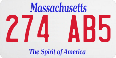 MA license plate 274AB5