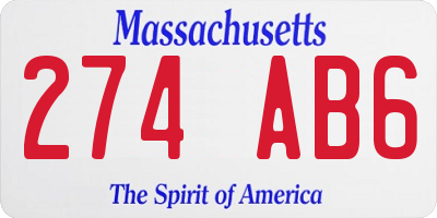 MA license plate 274AB6