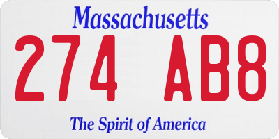 MA license plate 274AB8