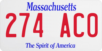 MA license plate 274AC0